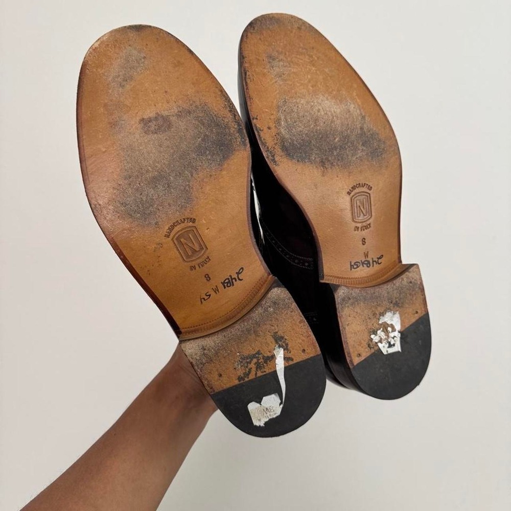 Nordstrom genuine leather men's burgundy ox blood pinched tassel loafer 8 wide - Picture 5 of 8